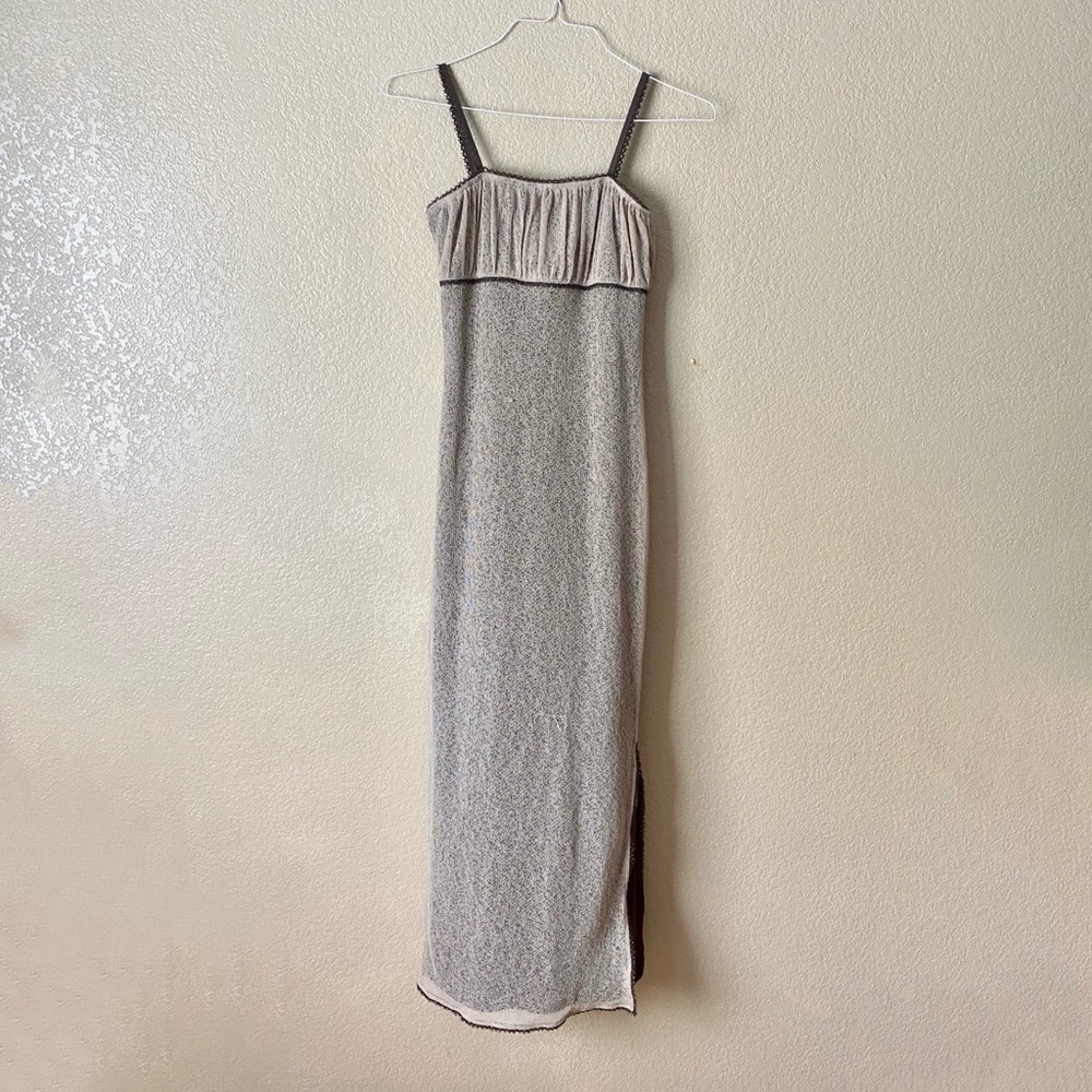 Vintage Brown Milkmaid Maxi Dress